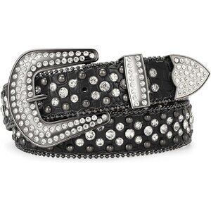 ⚡Women Rhinestone Belt Jeans Western Cowgirl Bling Studded Belt Grain Leather